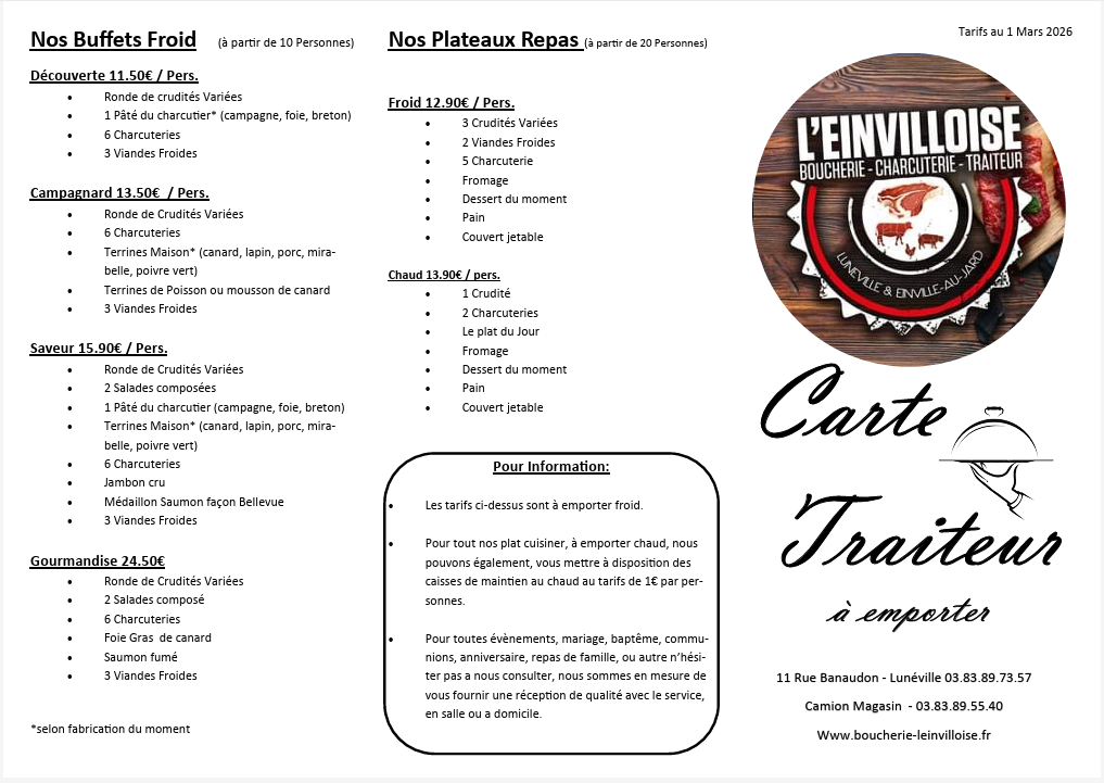 Carte Traiteur